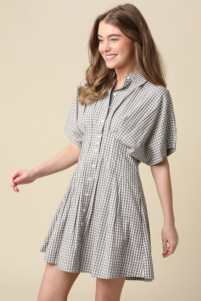 Ginghum Button Front Dress